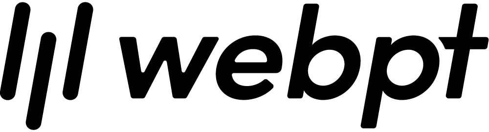 Black WebPT wordmark logo showing bold lettering