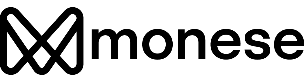 Monese logo: abstract interlocking M symbol to the left of the word monese.