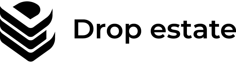 Drop estate logo: a black stacked shield icon to the left of the word 'Drop estate'.